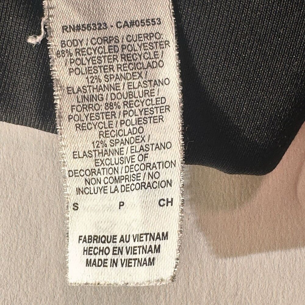 Nike Dri-FIT Racerback Sports Bra Black White Swoosh Logo Size S Gym - Picture 3 of 4